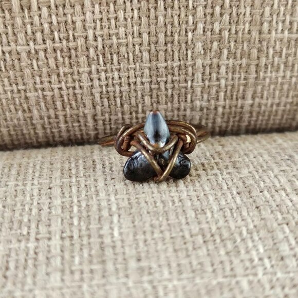 Ring Vintage Jewelry Real Stone Brown Wired Rings Size 6 unbranded - Picture 7 of 9